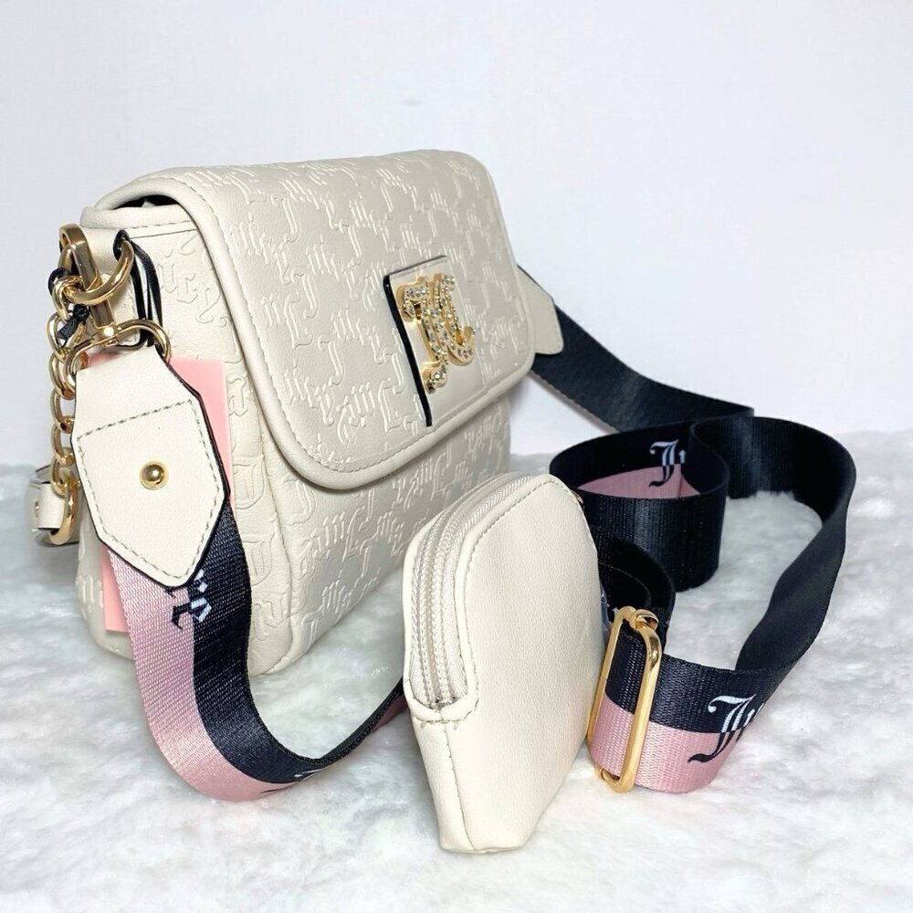 Juicy Couture Angel White Charm City Crossbody Bag & Key Coin Pouch NWT - Picture 6 of 9
